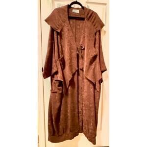 KEKOO German Designer Womens  Chocolate Brocade Lagenlook Coat Art to Wear